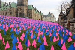 100 000 drapeaux symbolisant les enfants avortés chaque année au Canada